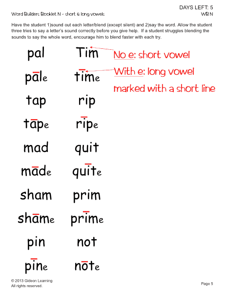 Phonics - Long and Short Vowels